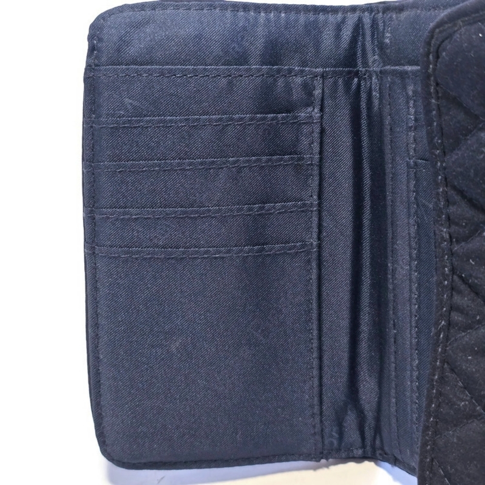 Vera Bradley Womens Navy Blue Quilted Tri-Fold Small Wallet 5x4 - Picture 5 of 7